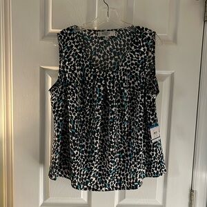 Kasper PXL Blue Danube Sleeveless Blouse